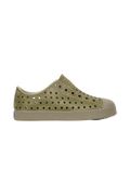 Side view of a Native Shoes Kids Jefferson Stonewash Kids Footwear in Elmgr/Vetgry/Rkiestnwshed