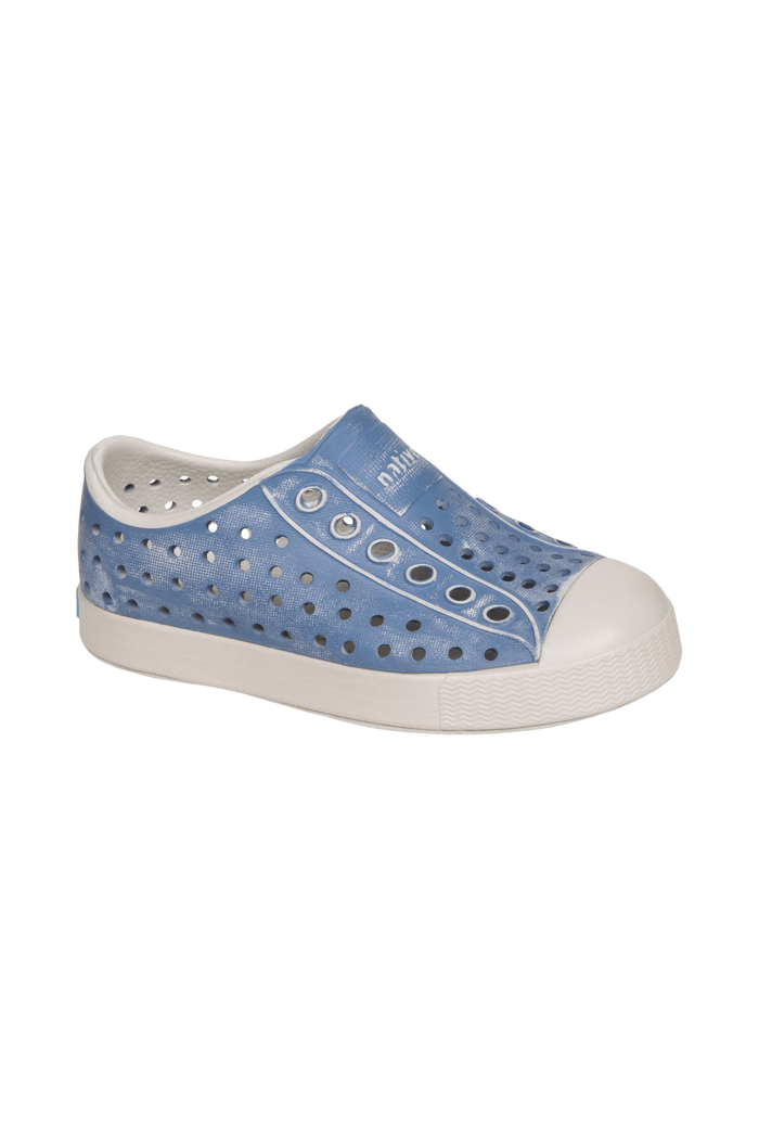 Bottom view of a Native Shoes Kids Jefferson Stonewash Kids | Dawn Blue / Dawn Blue / Oasis Brushed Footwear in Dawn Blue / Dawn Blue / Oasis Brushed