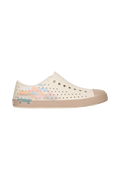 Side view of a Native Shoes Adults Jefferson Wanderfoam Block Footwear in Bnwht/Flxtn/Campvanbloc