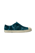Side view of a Native Shoes Adults Jefferson Wanderfoam Blm Print Footwear in Oasis Blue / Bone White Speckle / Dark Water