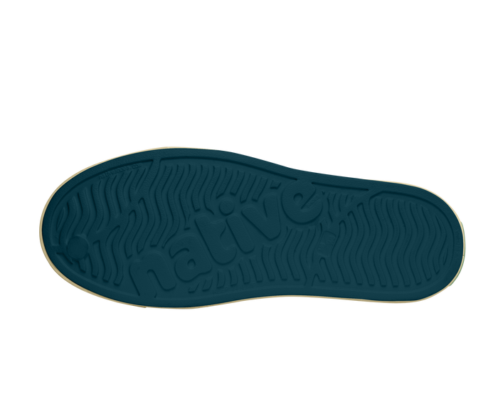 Bottom view of a Native Shoes Jefferson Wanderfoam Blm Print | Oasis Blue / Bone White Speckle / Dark Water Footwear in Oasis Blue / Bone White Speckle / Dark Water