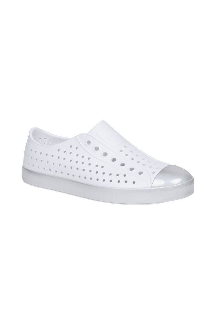 Bottom view of a Native Shoes Jefferson Wanderfoam Wrp | Shlwht/Holo Footwear in Shlwht/Holo