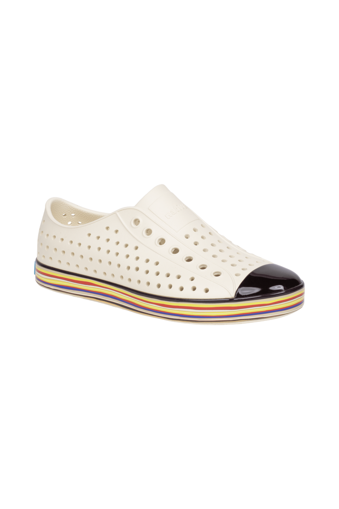 Bottom view of a Native Shoes Jefferson Wanderfoam Wrp | Bnwht/Strtarnbw Footwear in Bnwht/Strtarnbw