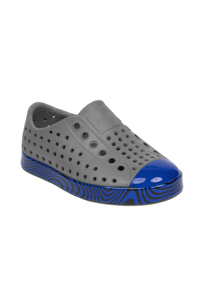 Bottom view of a Native Shoes Kids Jefferson Wrp Kids | Satgry/Uvswirl Footwear in Satgry/Uvswirl