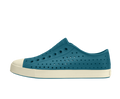 Side view of a Native Shoes Adults Jefferson Footwear in Faded Glory Blue / Bone White