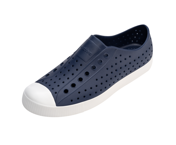 Angled view of a Native Shoes Jefferson | Regatta Blue / Shell White Footwear in Regatta Blue / Shell White
