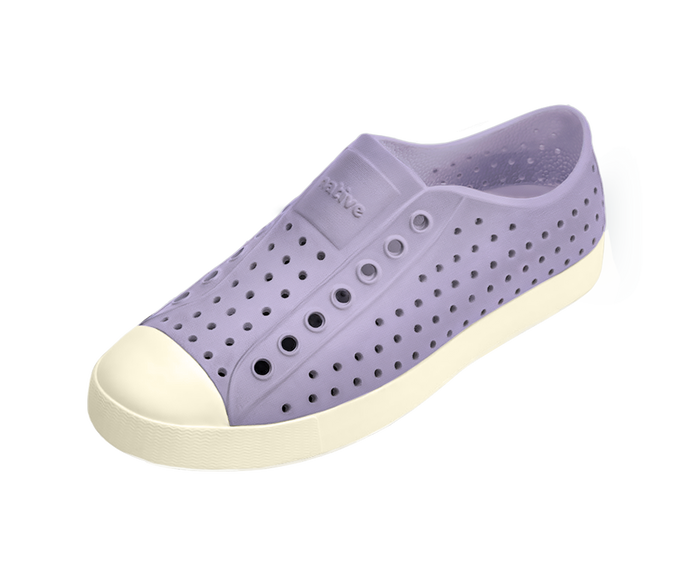Angled view of a Native Shoes Jefferson | Taro Purple / Bone White Footwear in Taro Purple / Bone White