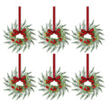 Jingle Jollys 6x Christmas Wreath Garland 26cm Pre-lit Wreaths Red Berries Bow