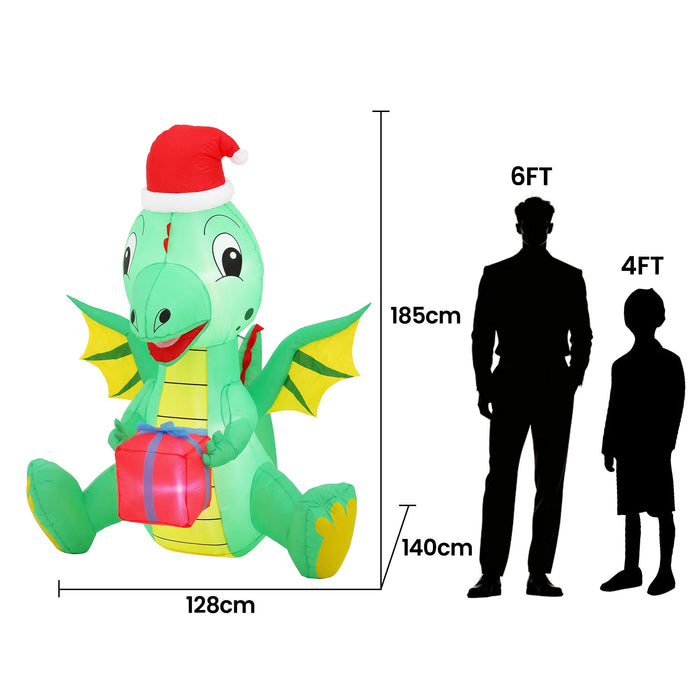 Jingle Jollys Christmas Inflatable Dragon 1.8M Height LED Outdoor Decorations