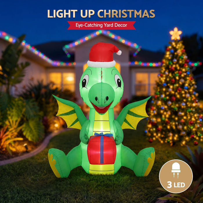 Jingle Jollys Christmas Inflatable Dragon 1.8M Height LED Outdoor Decorations