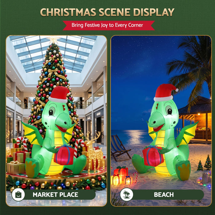 Jingle Jollys Christmas Inflatable Dragon 1.8M Height LED Outdoor Decorations