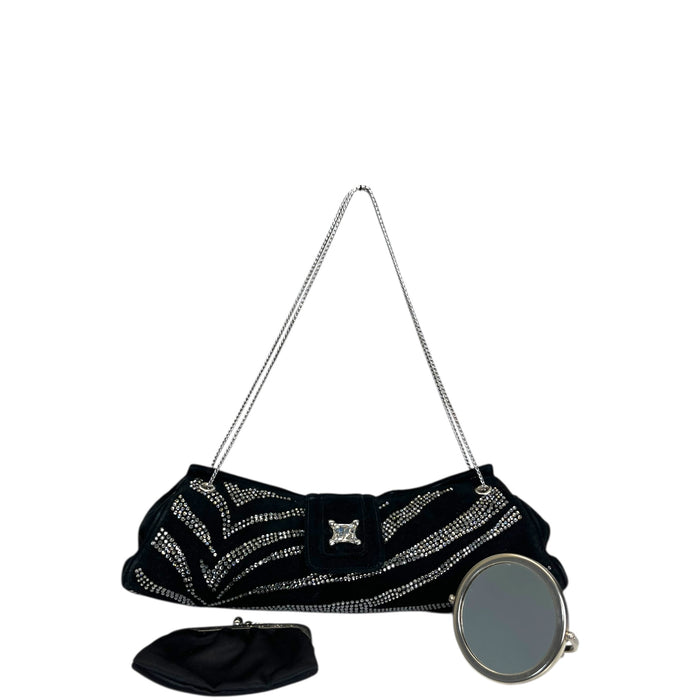 Judith Leiber Embellished Black Suede Shoulder Bag