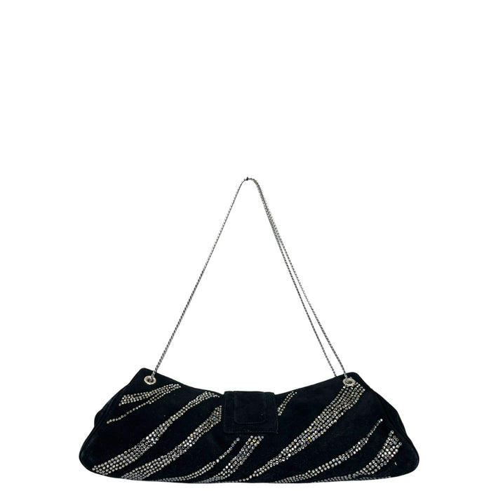 Judith Leiber Embellished Black Suede Shoulder Bag
