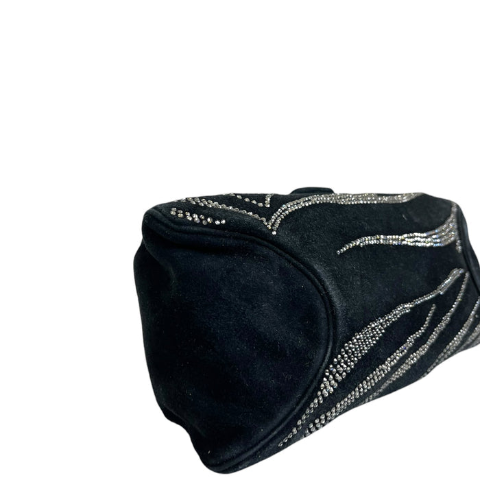 Judith Leiber Embellished Black Suede Shoulder Bag