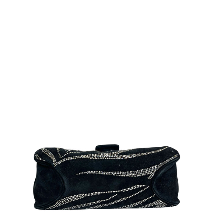 Judith Leiber Embellished Black Suede Shoulder Bag