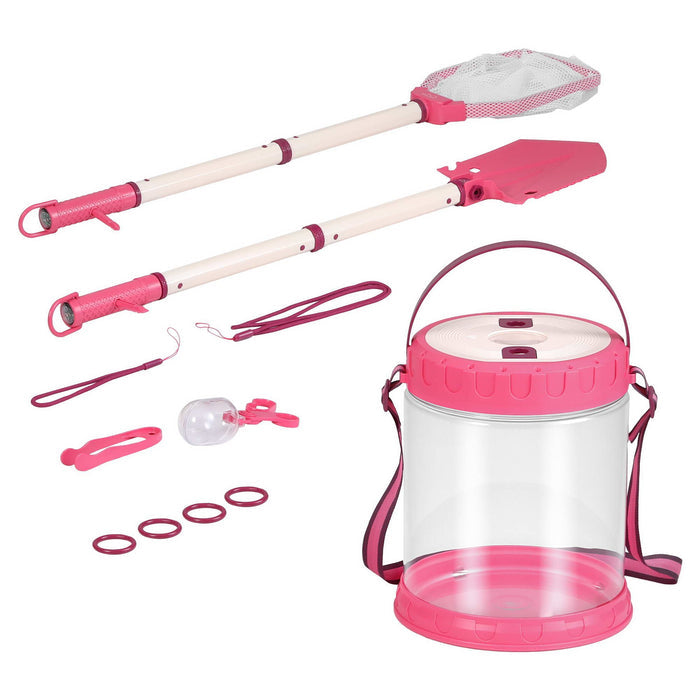Keezi Kids Bug Catcher Kit 12pc Outdoor Explorer Toys Insect Viewer Net Shovel Pink