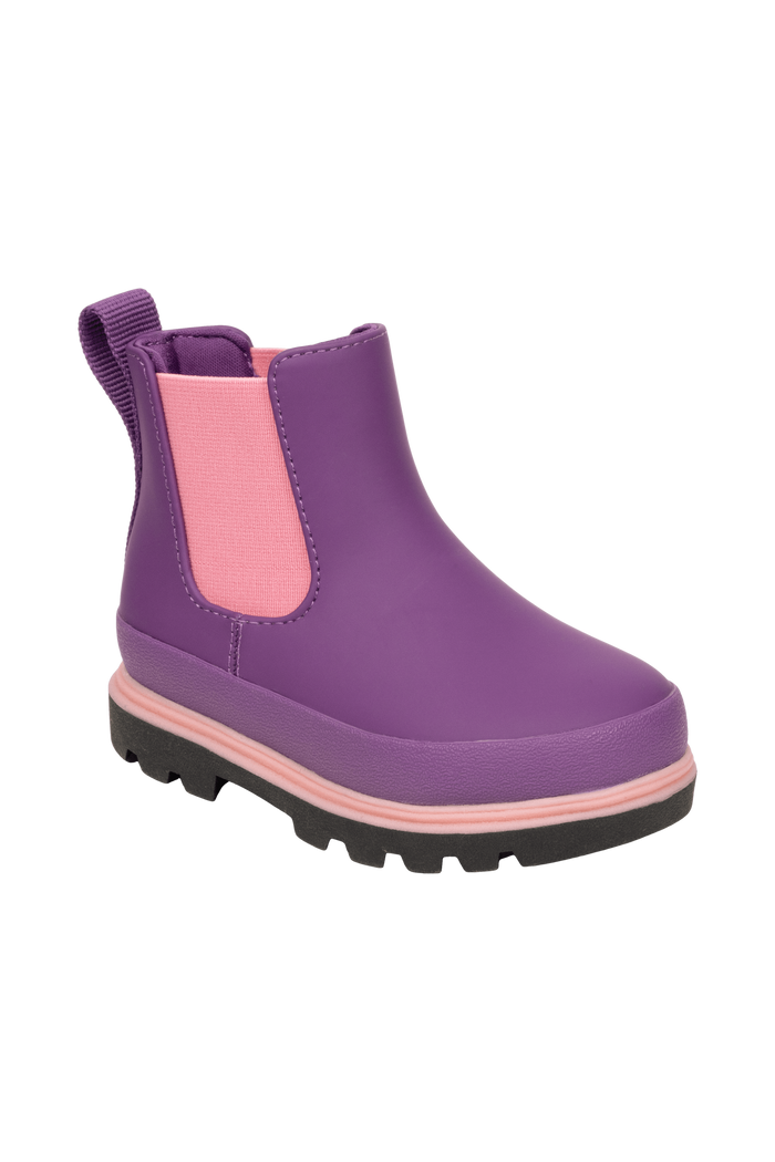 Bottom view of a Native Shoes Kids Kensington Chelsea Kids | Orcprp/Jfyblk/Parapnk Footwear in Orcprp/Jfyblk/Parapnk