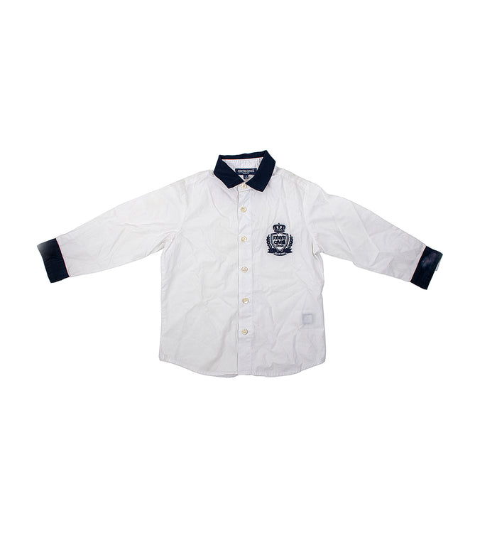Kids White &amp; Blue Collar Shirt