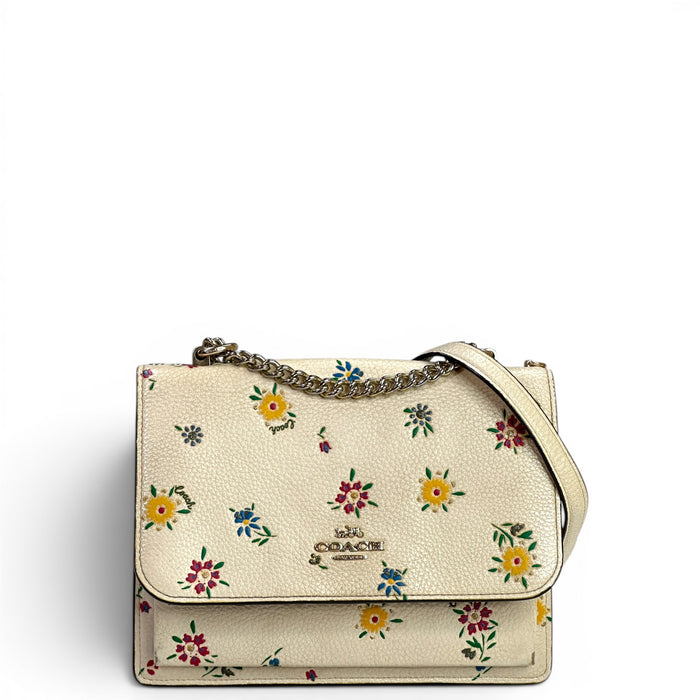 Coach Klare Crossbody Bag White Floral Print Leather