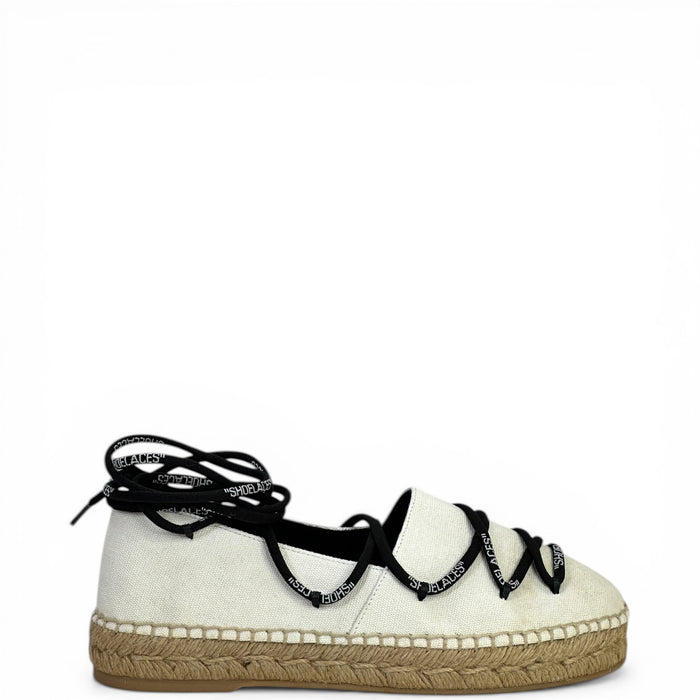 Off-White lace-up flat espadrilles white canvas size 36