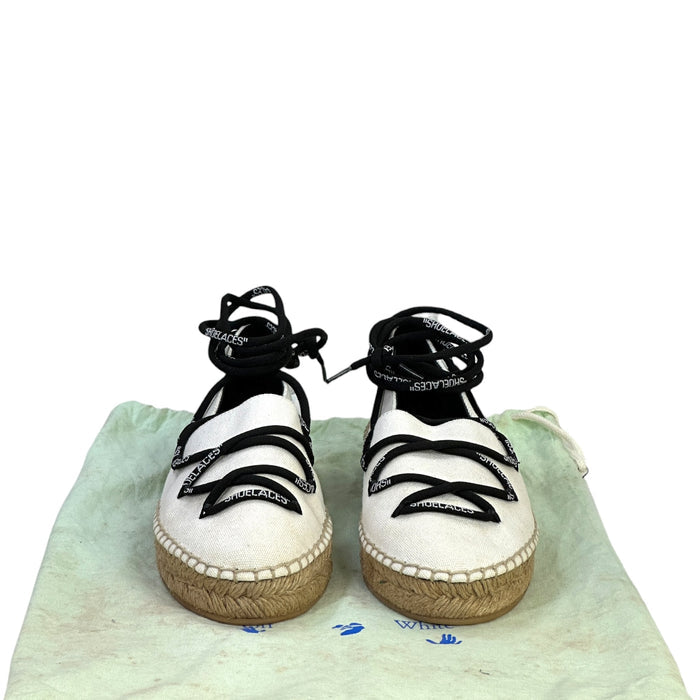 Off-White lace-up flat espadrilles white canvas size 36