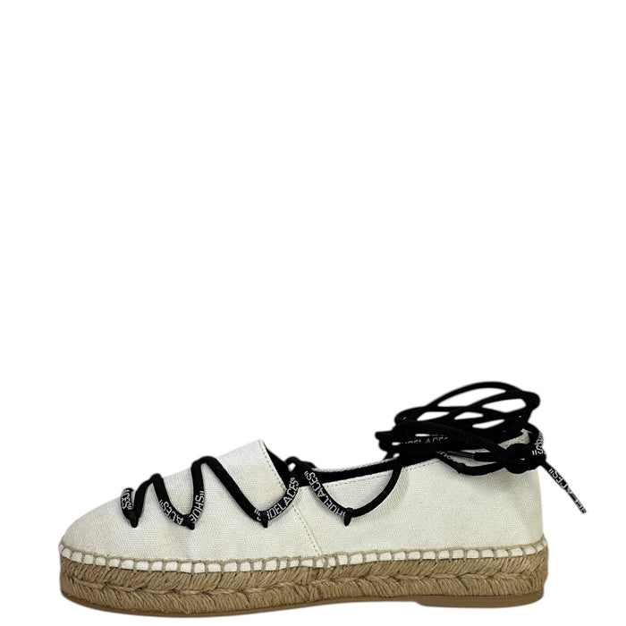 Off-White lace-up flat espadrilles white canvas size 36