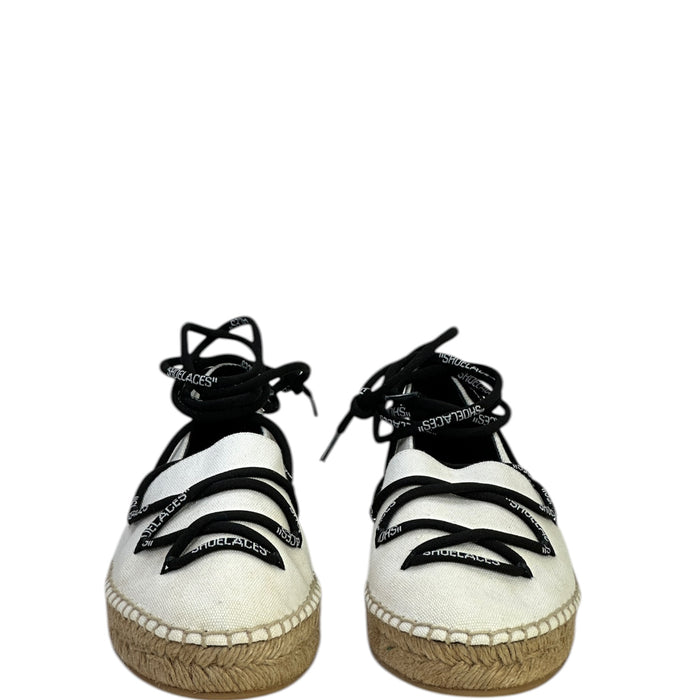 Off-White lace-up flat espadrilles white canvas size 36