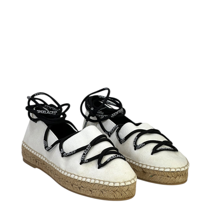 Off-White lace-up flat espadrilles white canvas size 36