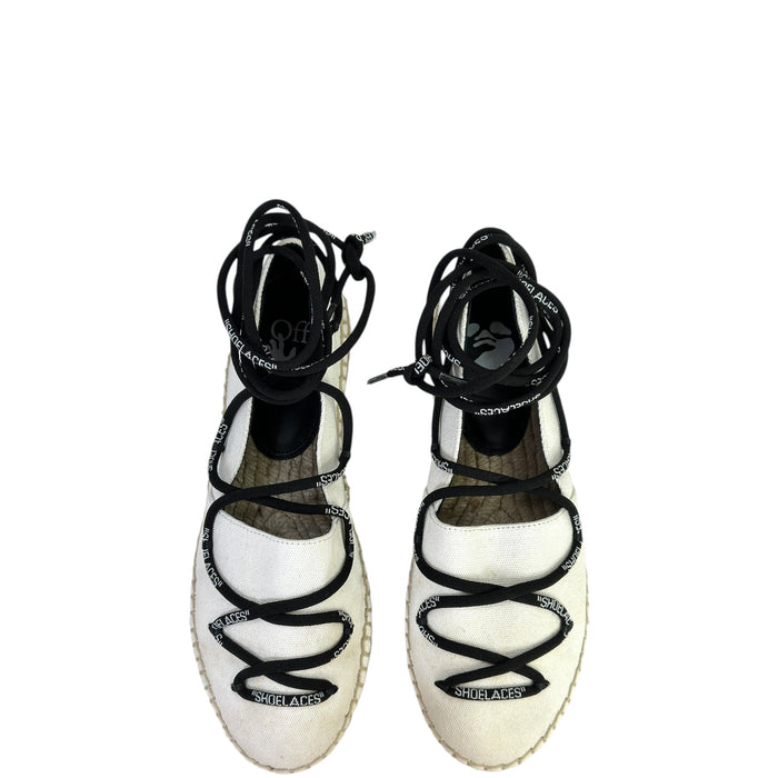 Off-White lace-up flat espadrilles white canvas size 36