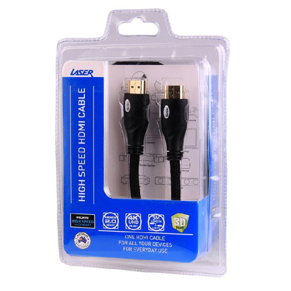 LASER 5m HDMI 2.0 High Speed Cable with Ethernet, 4K UHD and 3D Support