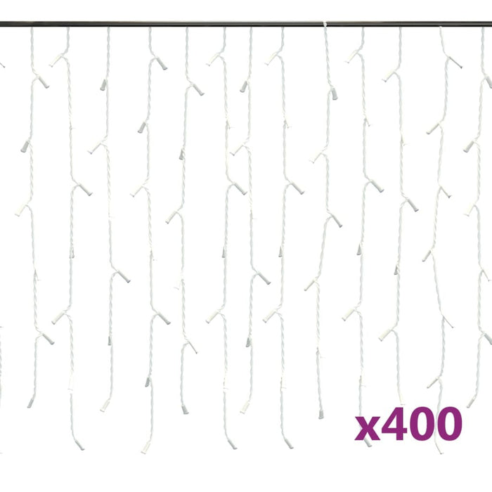 LED Curtain Icicle Lights 10m 400 LED Indoor Outdoor 8 Function White