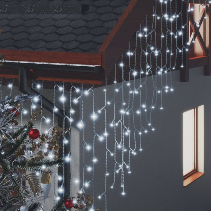 LED Curtain Icicle Lights 10m 400 LED Indoor Outdoor 8 Function White