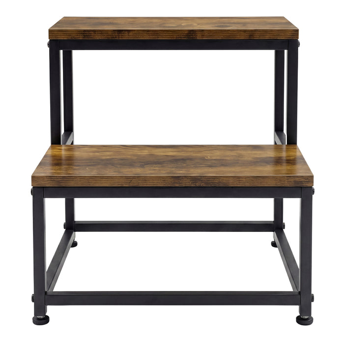 Levede 2-Step Stool Non Slip Portable Bathroom Kitchen Kids Adult Pet Use Brown-2050059013835591681