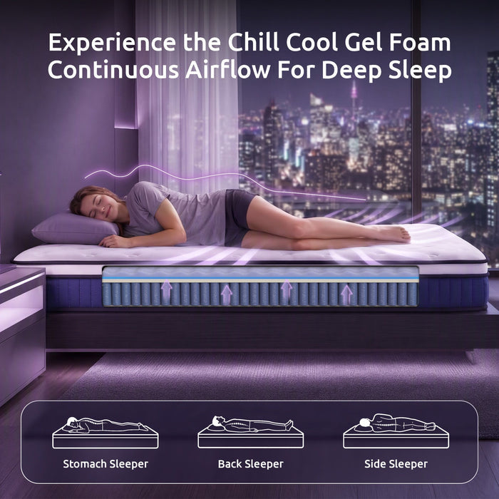 Levitex King Mattress 23cm Pocket Spring Cooling Gel Foam Medium Firm Bed