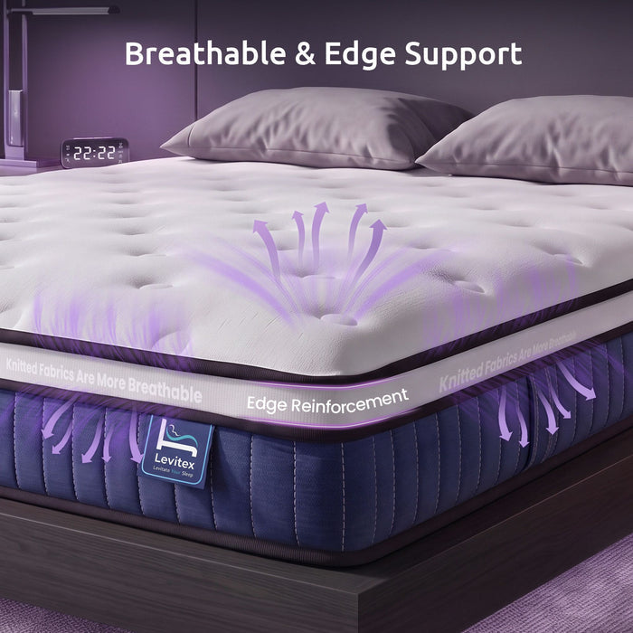 Levitex King Mattress 23cm Pocket Spring Cooling Gel Foam Medium Firm Bed