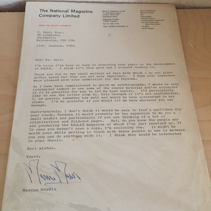 Living With Eagles (signed letter and original art work)