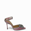 Mach & Mach Pink Satin Crystal-Embellished Double Bow Pumps EU 38