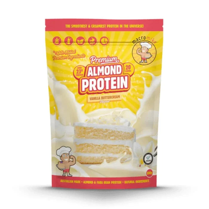 Macro Mike Premium Almond Protein 800g Vanilla Buttercream