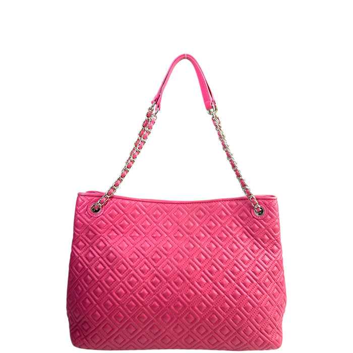 Tory Burch Marion Chain Tote Coral Pink Quilted Leather