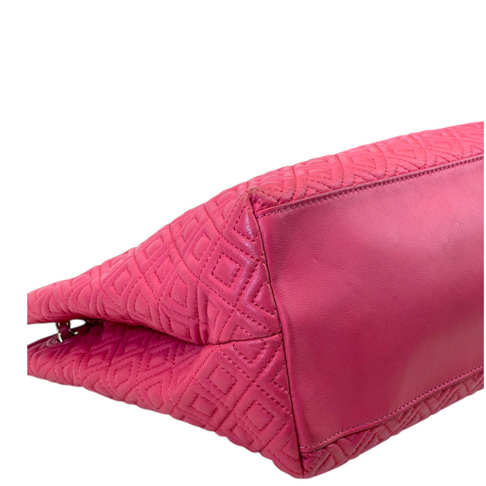 Tory Burch Marion Chain Tote Coral Pink Quilted Leather