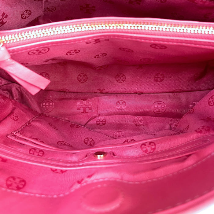 Tory Burch Marion Chain Tote Coral Pink Quilted Leather