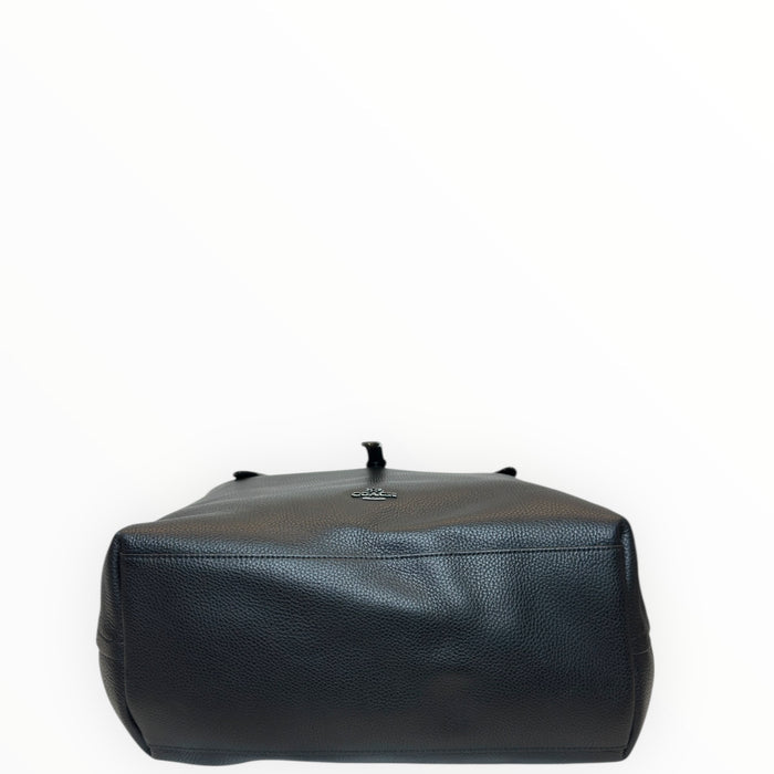 Coach Market Tote Black Polished Pebble Leather
