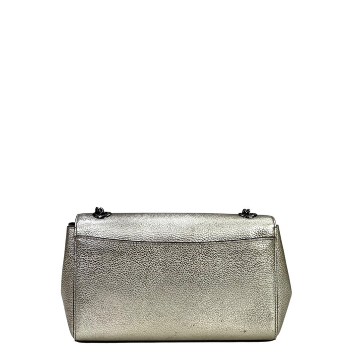 Coach Marlow Turnlock Chain Crossbody Bag Metallic Leather