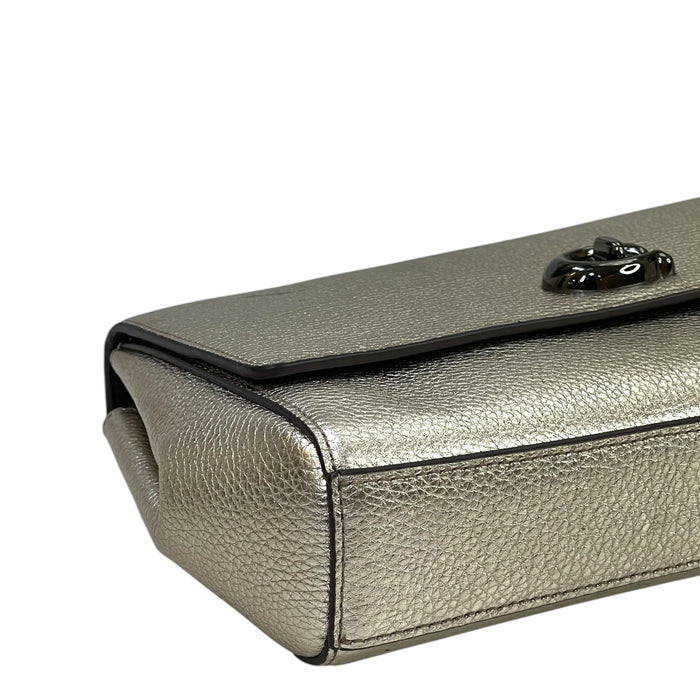 Coach Marlow Turnlock Chain Crossbody Bag Metallic Leather