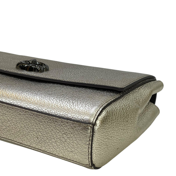 Coach Marlow Turnlock Chain Crossbody Bag Metallic Leather