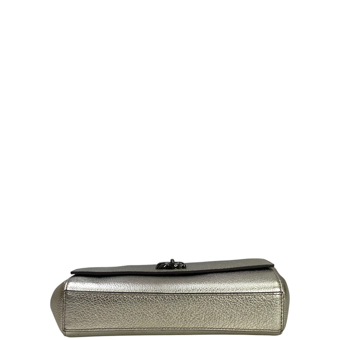 Coach Marlow Turnlock Chain Crossbody Bag Metallic Leather