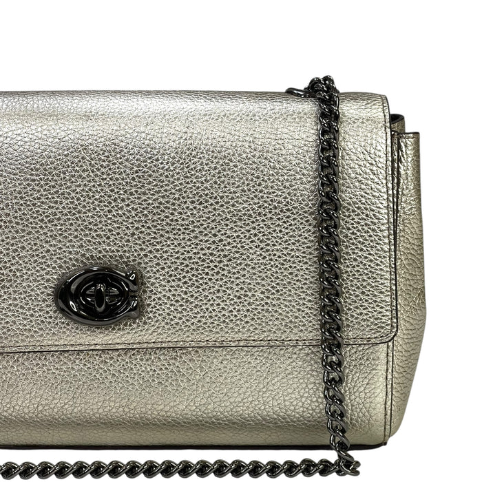Coach Marlow Turnlock Chain Crossbody Bag Metallic Leather