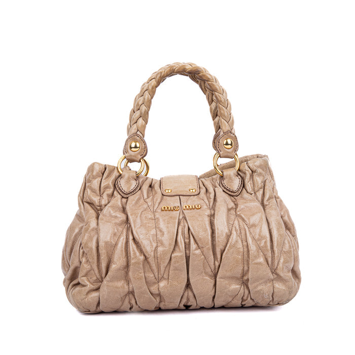 Miu Miu Matelasse Leather Bauletto Aperto Bag
