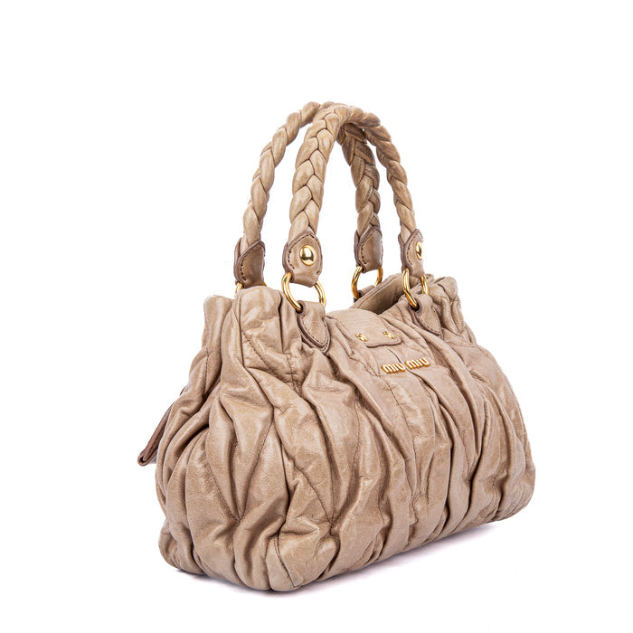 Miu Miu Matelasse Leather Bauletto Aperto Bag