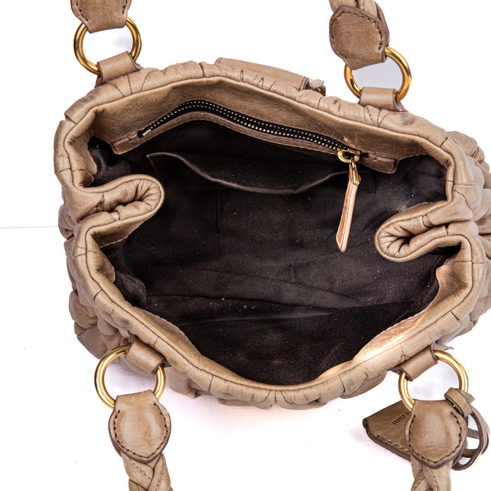 Miu Miu Matelasse Leather Bauletto Aperto Bag